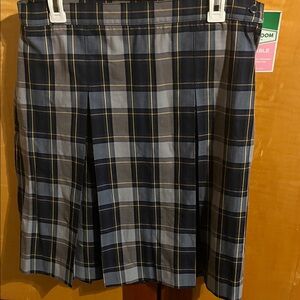 Plaid Pleated Skirt - Blue and Gray